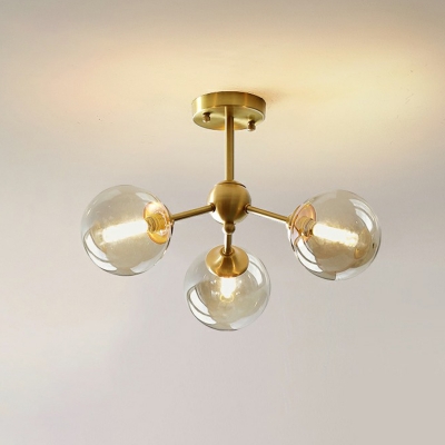 Glass Bubbles Chandelier Light Minimalist Brass Finish Suspension Lighting for Dining Room