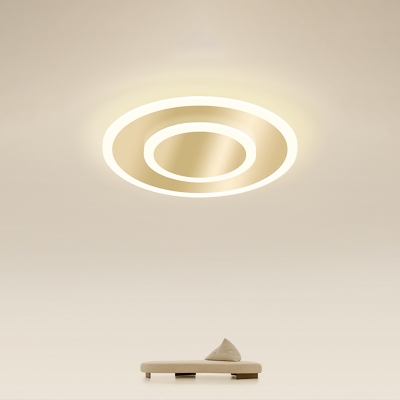 Golden Geometric Flush Light Fixture Simplicity LED Metal Ceiling Mount Lamp for Corridor