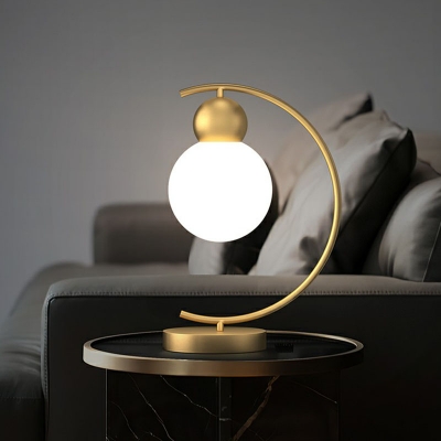 Gourd Shape LED Table Light Modern Style Cream Glass Living Room Nightstand Lighting in Gold