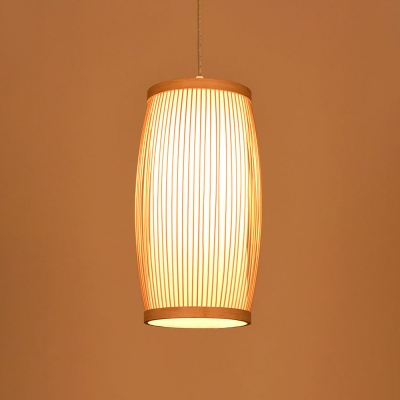 Handwoven Restaurant Suspension Light Bamboo 1-Light Simplicity Pendant Light Fixture in Wood