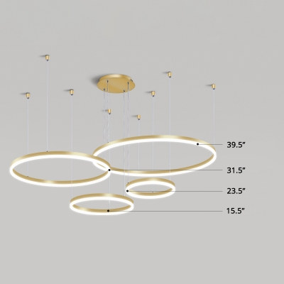 Loop Layered Acrylic LED Ceiling Lighting Modern Gold Chandelier Light for Living Room