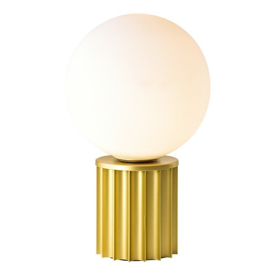Minimalism Ball Table Light Cream Glass 1 Head Living Room Night Lamp with Gold Tube Base