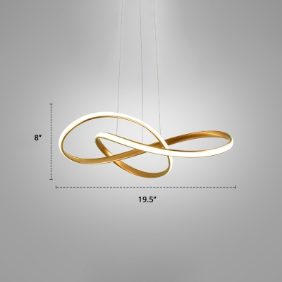 Minimalistic Elegant Curve Chandelier Aluminum Dining Room LED Hanging Light in Gold