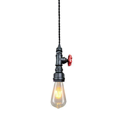 Pipe Kitchen Down Lighting Pendant Industrial-Style Metal Single-Bulb Hanging Light
