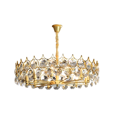 Postmodernism Crown Shaped Pendant Lighting Crystal Octagons Dining Room Ceiling Chandelier