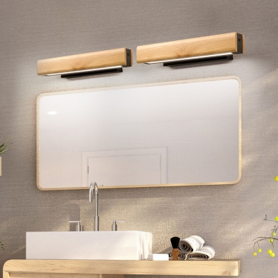 Rectangle Bathroom Vanity Wall Light Wooden Simplicity LED Wall Sconce Light in Beige