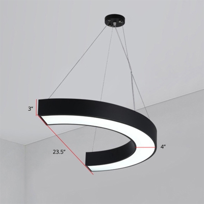Semicircle Chandelier Pendant Light Minimalist Acrylic Office LED Ceiling Suspension Lamp