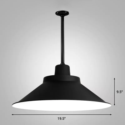 Vintage Tapered Hanging Lamp Single-Bulb Aluminum Lighting Pendant in Black for Dining Room