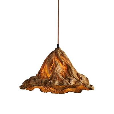 Withered Lotus Leaf Tearoom Pendant Light Resin 1-Light Art Deco Ceiling Suspension Lamp