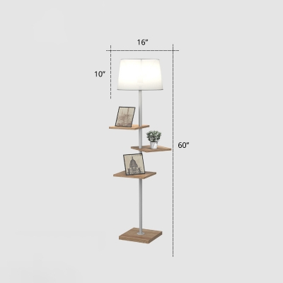 Wooden Tray Floor Lamp Modern 1-Light White Floor Standing Light with Empire Shade