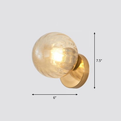 Ball Shaped Mini Wall Lighting Fixture Modern Clear Glass 1-Light Corridor Wall Light in Gold