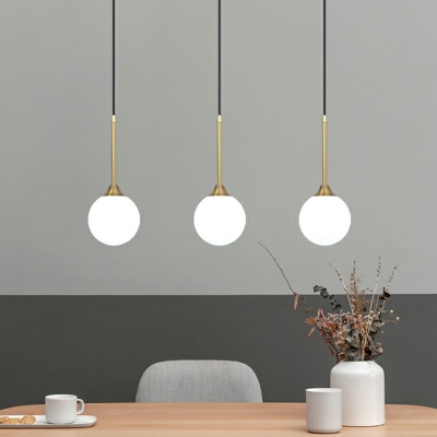Ball White Glass Pendulum Light Simplicity Single Pendant Light Fixture with Brass Handle