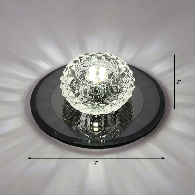 Bowl Flush Mount Spotlight Modern Beveled Crystal LED Ceiling Lighting for Passageway