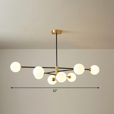 Burst Metallic Chandelier Lamp Postmodern Style Hanging Light with Glass Shade for Living Room