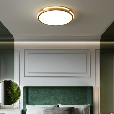 Circular Bedroom Flush Mount Lighting Acrylic Minimalist LED Flush Mount Fixture in Gold
