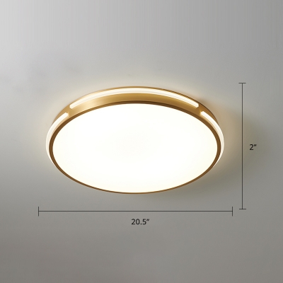 Circular Bedroom Flush Mount Lighting Acrylic Minimalist LED Flush Mount Fixture in Gold
