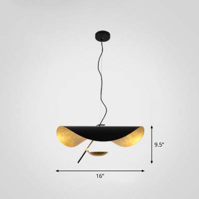 Creative Postmodern Hat Shape Hanging Light Metal 2 Bulbs Dining Room Pendant Lighting Fixture