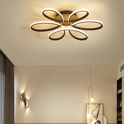 Floral Bedroom Ceiling Light Fixture Metal Minimalist LED Semi Flush Mount Lighting