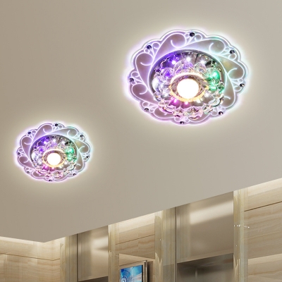 Flower Corridor Surface Mounted Led Ceiling Light Crystal Modernist Flush Mounted Light in Clear