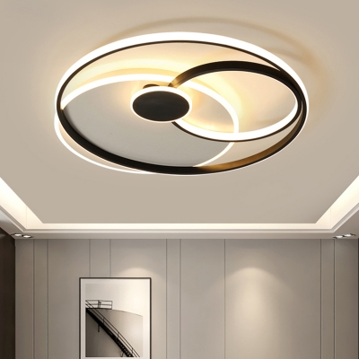 Geometric Bedroom Flush Mount Lighting Acrylic Minimalist LED Flush Mount in Black and White