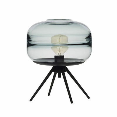 Glass Capsule Table Lamp Nordic 1-Light Black Nightstand Light with Open Top and Quadpod