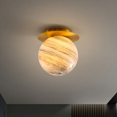Globe Flush Ceiling Light Contemporary Planet Glass Single-Bulb Corridor Semi Flush Mount Lighting Fixture