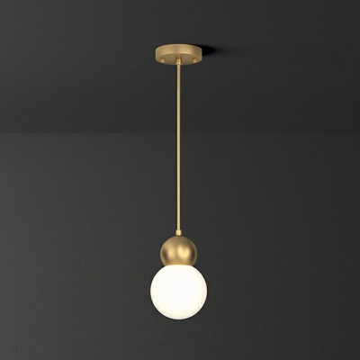 Gourd Shaped Bedroom Pendant Lamp Opaline Glass 1 Head Nordic Style Hanging Light in Gold