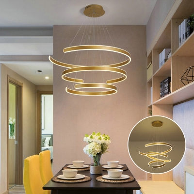 Layered Circle Living Room Chandelier Light Acrylic Simplicity LED Pendant Light Fixture in Gold