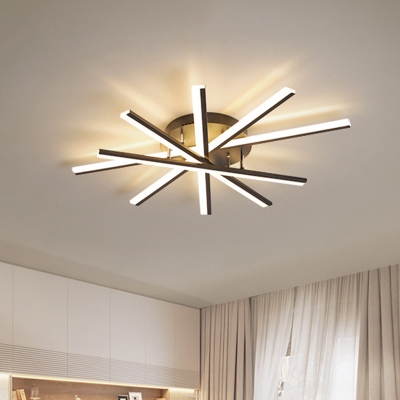 Metal Stick Ceiling Flush Mount Light Simple Style Semi Flush Light Fixture for Living Room