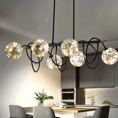 Minimalist Modo Shape LED Pendant Light Glass Dining Room Hanging Island Lighting