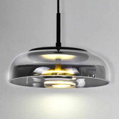 Minimalist Round LED Pendant Lamp Glass Dining Room Suspension Lighting in Black