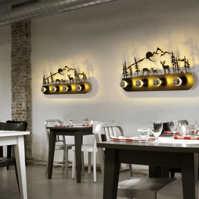 Modern Silhouette Sconce Light Iron 4 Heads Restaurant Wall Light Fixture in Black