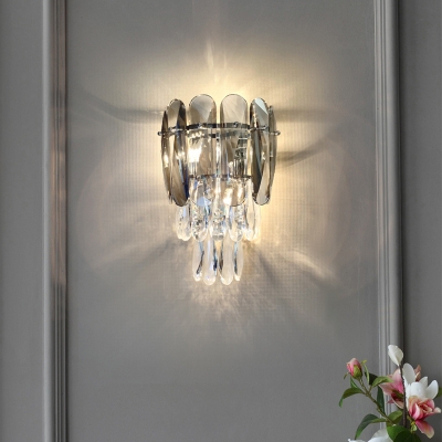 Modern Tiered Wall Mount Lighting Faceted K9 Crystal Aisle Wall Sconce Light Fixture