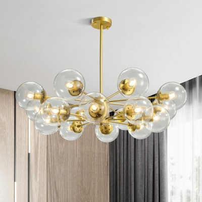 Nordic Style Ball Shade Suspension Light Glass Living Room Chandelier Lighting Fixture