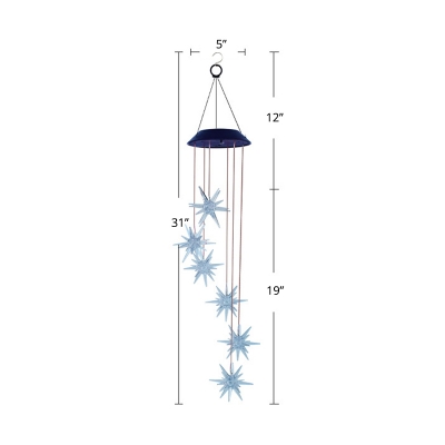 Plastic Sea Urchin Solar Pendant Light Contemporary Clear LED Wind Chime Light for Outdoor, 1 Piece