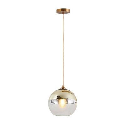Postmodern Sphere Down Lighting Mirrored Glass 1 Bulb Restaurant Pendant Ceiling Light