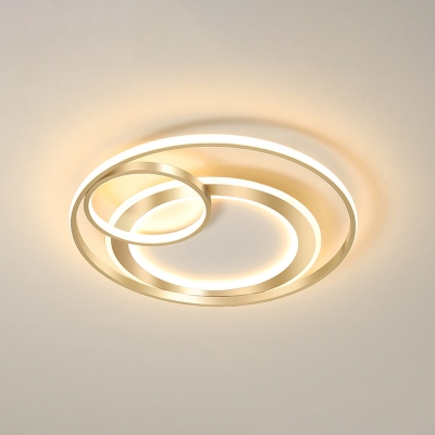 Ring Shape LED Flush Mount Modern Acrylic Gold Flushmount Ceiling Light for Bedroom