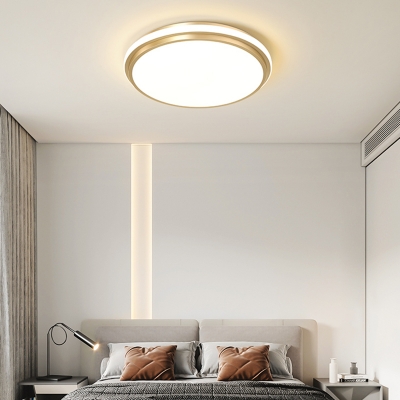 Round Flush Mount Lighting Minimalist Acrylic Bedroom LED Flush Mount Fixture in Gold