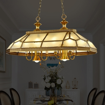 Shaded Frosted Glass Pendant Light Minimalism Dining Room Hanging Island Light in Gold
