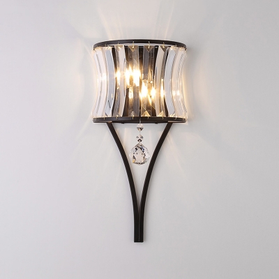 Single-Bulb Wall Light Kit Minimalist Curve Crystal Sconce Lighting for Living Room