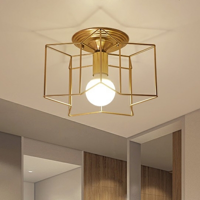 Small Corridor Ceiling Flush Light Metallic Single-Bulb Nordic Flush Mount Light in Gold