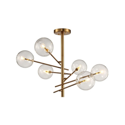 Sphere Shade Clear Blown Glass LED Suspension Light Nordic Style Gold Chandelier Light