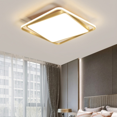 Square Flush Light Modern Style Acrylic Bedroom LED Flush Ceiling Light Fixture in Gold