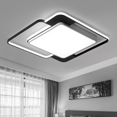 Square LED Flush Mount Modern Acrylic Black and White Flushmount Ceiling Lighting