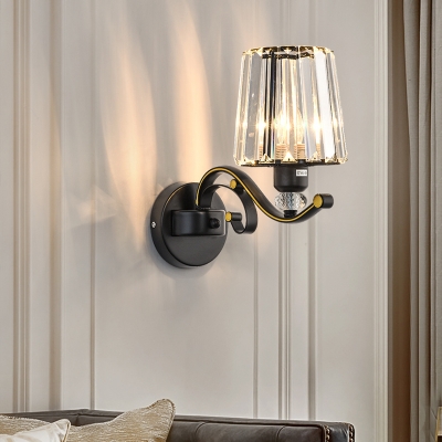 Tapered Wall Sconce Lighting Simplicity Black Crystal Prism Wall Mounted Light Fixture