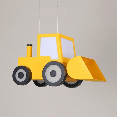 Vehicle Chandelier Lighting Kids Style Acrylic Yellow LED Pendant Light for Nursery