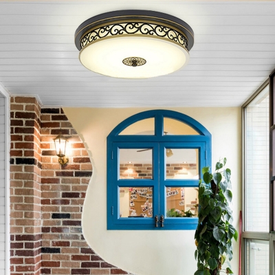 Vintage Geometric Flush Ceiling Light Opal Glass LED Flush Mount Lighting Fixture for Corridor