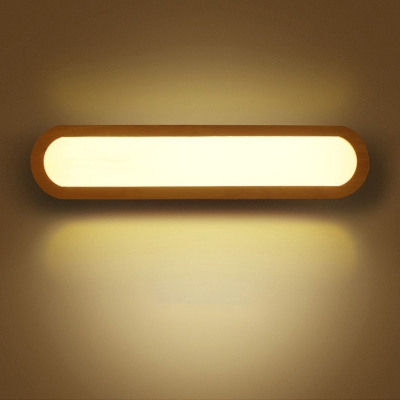 Wood Oblong LED Sconce Light Fixture Minimalist Acrylic Vanity Wall Light for Bedroom