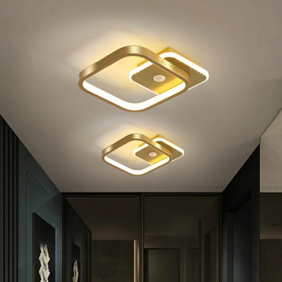 Aluminum Geometric Ceiling Mounted Fixture Simplicity LED Semi Flush Light for Foyer