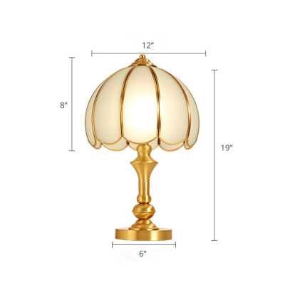 Beveled Glass Scalloped Table Lighting Minimalism 1-Light Living Room Nightstand Lamp in Brass